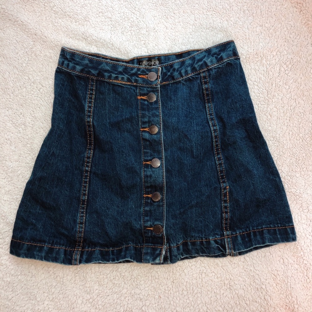 Top shop jean button up skirt